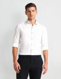 ARROW Men Printed Formal White Shirt