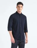 FLYING MACHINE Men Solid Casual Blue Shirt