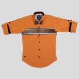 MashUp Boys Striped Casual Orange Shirt