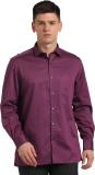 TURTLE Men Self Design Formal Purple Shirt