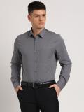 TURTLE Men Solid Formal Grey Shirt