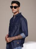 Roadster Men Printed Casual Blue Shirt