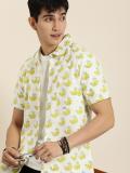 Taavi Men Printed Casual White Shirt