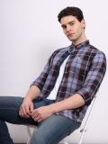 LEE Men Checkered Casual Blue Shirt