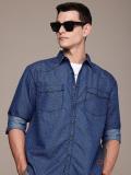 Roadster Men Washed Casual Blue Shirt