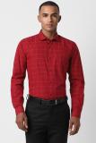 PETER ENGLAND Men Checkered Formal Red Shirt