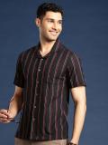 Taavi Men Striped Casual Black Shirt