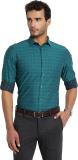 TURTLE Men Checkered Formal Green Shirt