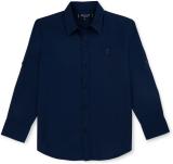 GINI & JONY Boys Solid Casual Dark Blue Shirt