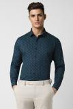 VAN HEUSEN Men Printed Formal Blue Shirt