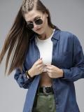 Roadster Women Washed Casual Blue Shirt