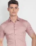 ARROW Men Printed Casual Pink Shirt