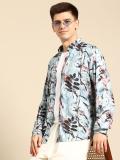 Mast & Harbour Men Printed Casual Blue Shirt