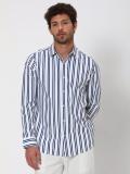 MUFTI Men Striped Casual Red Shirt