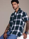 Roadster Men Checkered Casual Blue Shirt