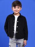 TALES & STORIES Boys Solid Casual Black Shirt