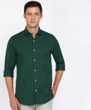 PETER ENGLAND Men Checkered Formal Dark Green Shirt