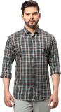 PARK AVENUE Men Checkered Casual Green Shirt