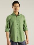 INDIAN TERRAIN Men Printed Casual Green Shirt