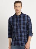 INDIAN TERRAIN Men Checkered Casual Blue Shirt