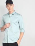 FLYING MACHINE Men Solid Casual Light Blue Shirt