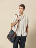 Mr Bowerbird Men Striped Casual Beige Shirt