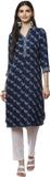 BIBA Women Printed Straight Kurta (Blue)