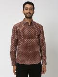 MUFTI Men Printed Casual Orange Shirt