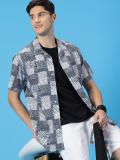 Mast & Harbour Men Checkered Casual Blue Shirt