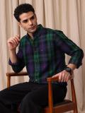 Mr Bowerbird Men Checkered Casual Blue Shirt