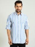 INDIAN TERRAIN Men Striped Casual Blue Shirt