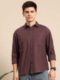 Mast & Harbour Men Solid Casual Brown Shirt