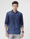 WROGN Men Solid Casual Blue Shirt