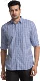 Raymond Men Checkered Casual Blue Shirt