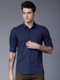 HIGHLANDER Men Solid Casual Blue Shirt