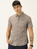 Moda Rapido Men Floral Print Casual Grey Shirt