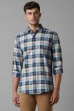 Louis Philippe Sport Men Checkered Casual Dark Blue Shirt