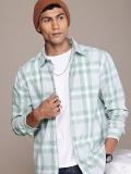 Roadster Men Checkered Casual Green Shirt