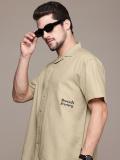 Roadster Men Solid Casual Beige Shirt