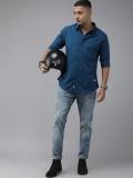 Roadster Men Solid Casual Blue Shirt