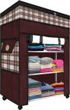 TNT Multipurpose Foldable Wardrobe for Home with Cover | 360 Rotating Wheels Polyester Collapsible Wardrobe (Finish Color - Brown, DIY(Do-It-Yourself))