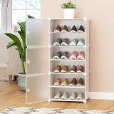 SB07 3 Door 6 Shelf Plastic Metal Plastic Collapsible Shoe Stand Plastic, Metal Collapsible Shoe Stand (White, 6 Shelves, DIY(Do-It-Yourself))