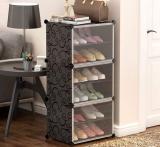 SB07 3 Door 6 Shelf Plastic Metal Plastic Collapsible Shoe Stand Plastic, Metal Collapsible Shoe Stand (Grey, 6 Shelves, DIY(Do-It-Yourself))