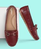 CATBIRD Stylish buckle Faux Leather Moccasin Loafers For Women (Burgundy , 5 Uk_india)