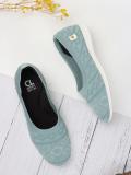 CARLTON LONDON Sky Blue Woven Design Casual Ballerinas Bellies For Women (Blue , 6)