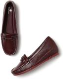 Marc Loire Comfortable Textured Wedge Loafer Shoes Casual & Formal Footwear Casuals For Women (Maroon , 7)