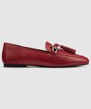 CLARKS Pure2 Tassel Wine Leather Casuals For Women (Red , 6)