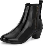 Dressberry Dressberry Women Black Faux Leather Pro Guard Ankle Casual Boots Boots For Women (Black , 4)