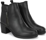 Delize Mid Heel Ankle Boots For Women (Black , 8)