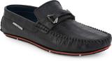 ALBERTO TORRESI ALBERTO TORRESI BLACK ROUND TOE LOAFERS WITH METAL ACCENT Loafers For Men (Black , 9)